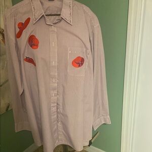 Ya Los Angeles Red and Purple Casual Button Down Shirt